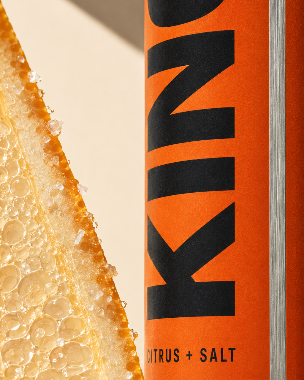 Macro KINO can seam beside citrus cells and salt crystals